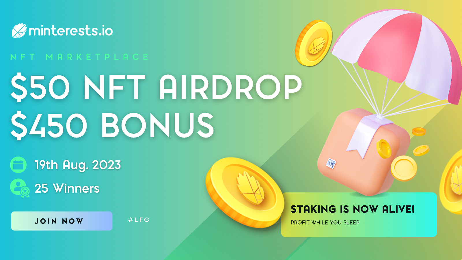 🚩 AirDrop to Celebrate the Launch of Minterests.io Staking Feature!!