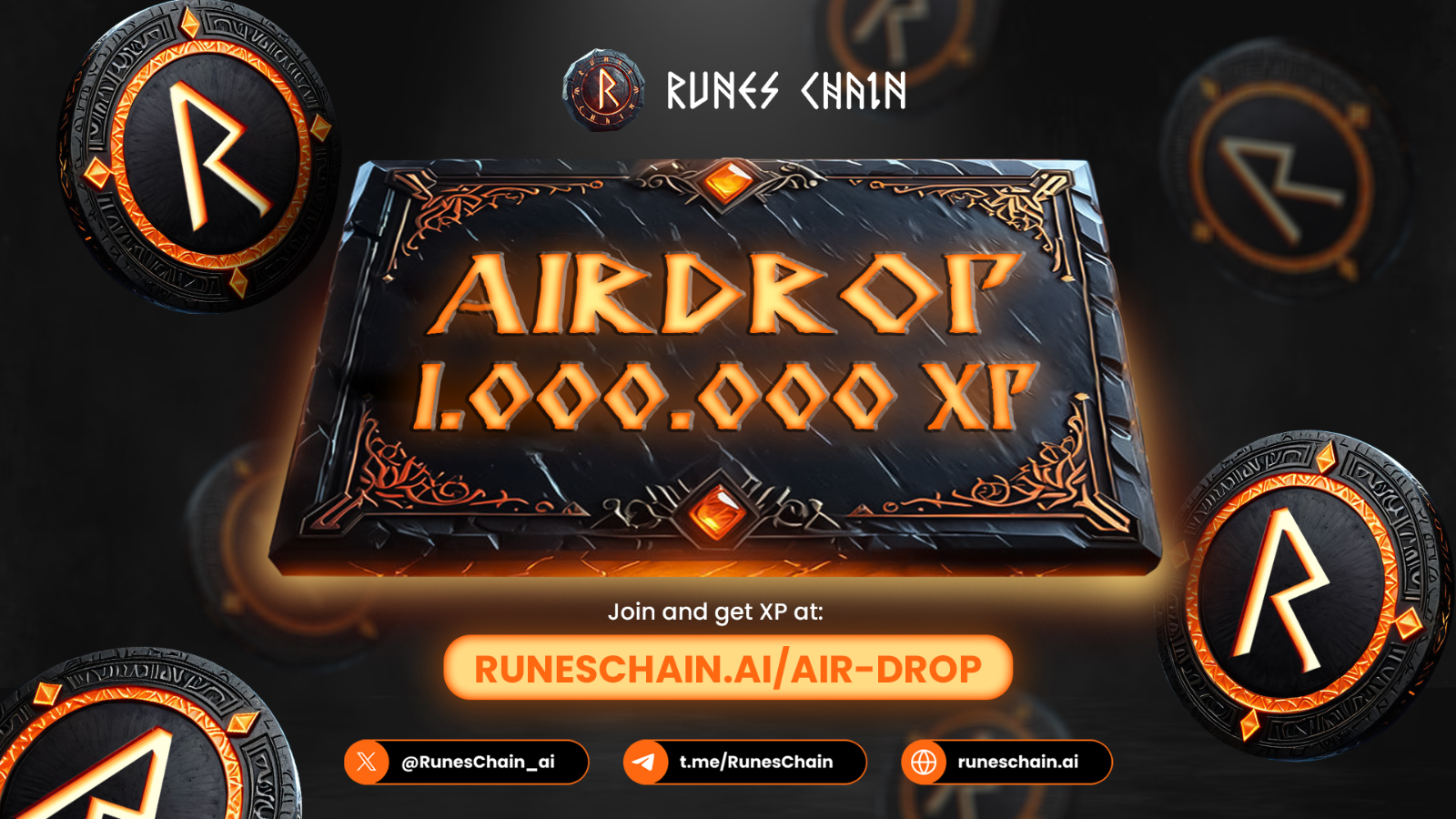 RunesChain Airdrops: $10000 For 500 Random Users
